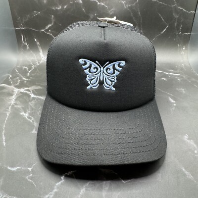 Mad Engine Blue Butterfly Baseball Cap Hat Black OSFA