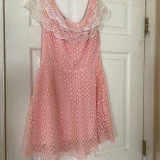 Miss 83 Dress Girls No Size See Measurements  Pink Lace Sleeveless Lining
