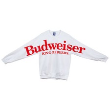 Budweiser King Of Beers Arm To Arm Full Spread Print Crew Sweatshirt White
