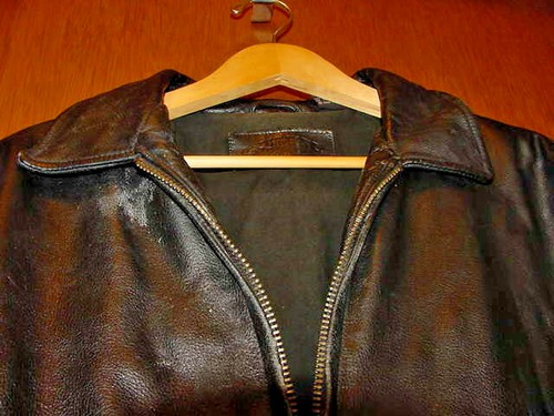 CAMEL BLACK LEATHER MEN'S JACKET SIZE LARGE - Picture 5 of 6