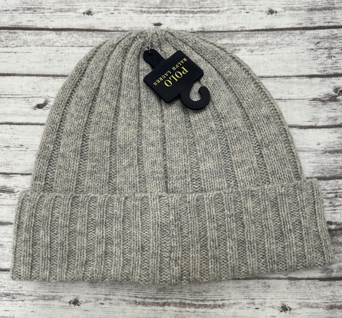 Polo Ralph Lauren RRL Beanie Gray Wool Blend Ribbed Cuff Knit Hat