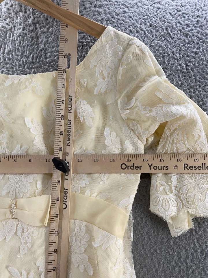 Vestido de novia vintage Alfred Angelo para mujer 6 marfil beige tren adjunto 24" encaje Foto 4 de 4