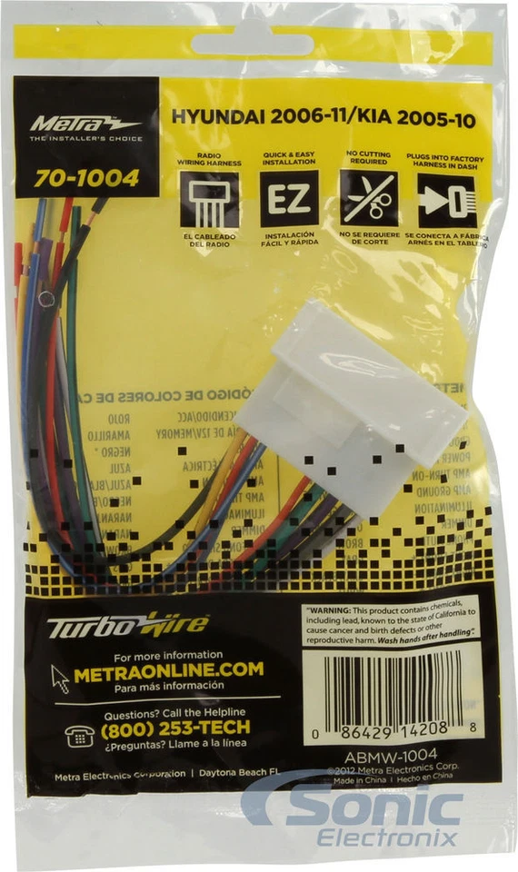 NOVO! Chicote de fios Metra 70-1004 para veículos Kia/Hyundai 2005-Up selecionados - Imagem 3 de 3