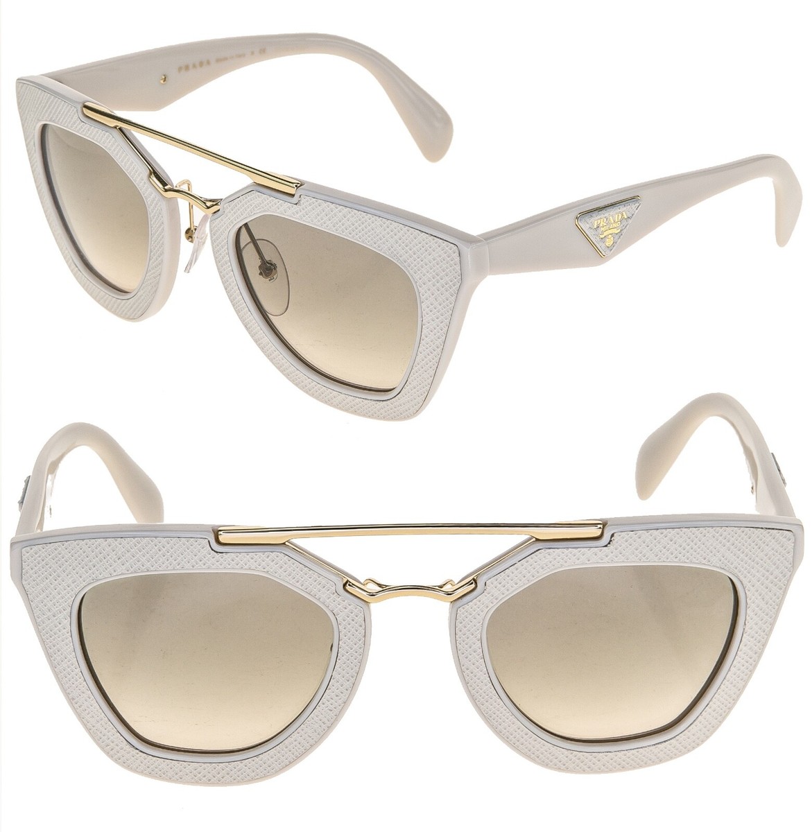 PRADA 14S Cinema ORNATE SAFFIANO LEATHER PR14SS White Sunglasses