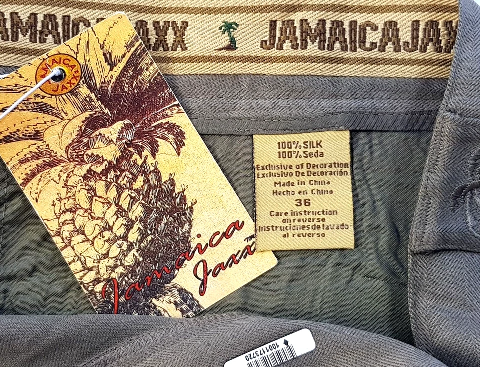 PANTALONES CORTOS DE NOCHE DE LUJO JAMAICA JAXX para hombre 100 % gris seda plisados - cintura 36" - 89 £ Foto 3 de 4