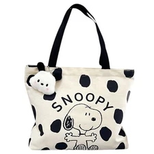 Snoopy Canvas Tote Bag Miffy Rabbit Cute Cartoon Lg Capacity Zipper and Gusset 