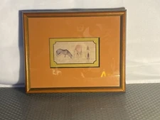 SMALL PICTURE OF HORSES, LOOKS ASIAN, WITH TWO TONED FRAME, FROM CALIFORNIA