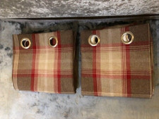Dunelm Highland Woven Check Eyelet Wine Red & Brown Curtains 228X137 CM HUGE