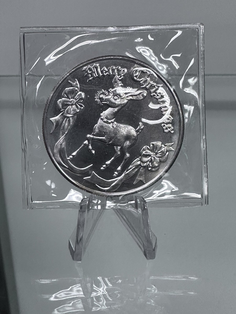 1998年 クリスマス サンタリース ホリデーチアー 純銀 1オンス  1998 RUDOLPH MERRY CHRISTMAS PEACE ON EARTH 1 TROY OZ .999 SILVER