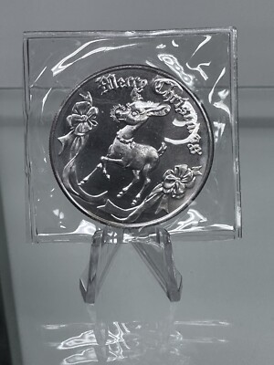 1998 RUDOLPH MERRY CHRISTMAS PEACE ON EARTH 1 TROY OZ .999 SILVER