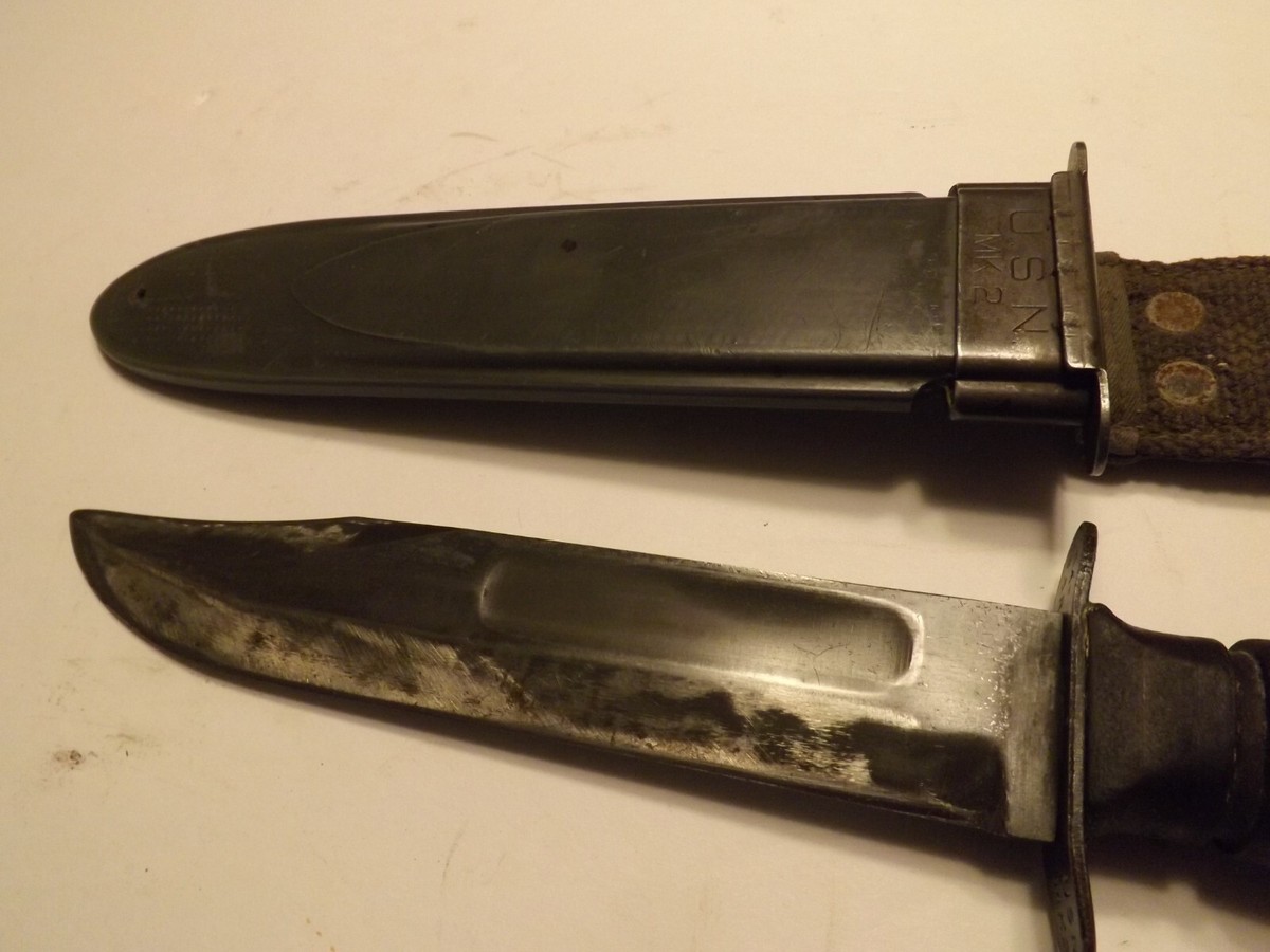 USN Ka-Bar MK 2 Military WWII Fighting Knife with Scabbard Nord