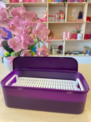 NEW Tupperware Easy Crisp Crisper  Base & Grid + Lid celery veggies PURPLE