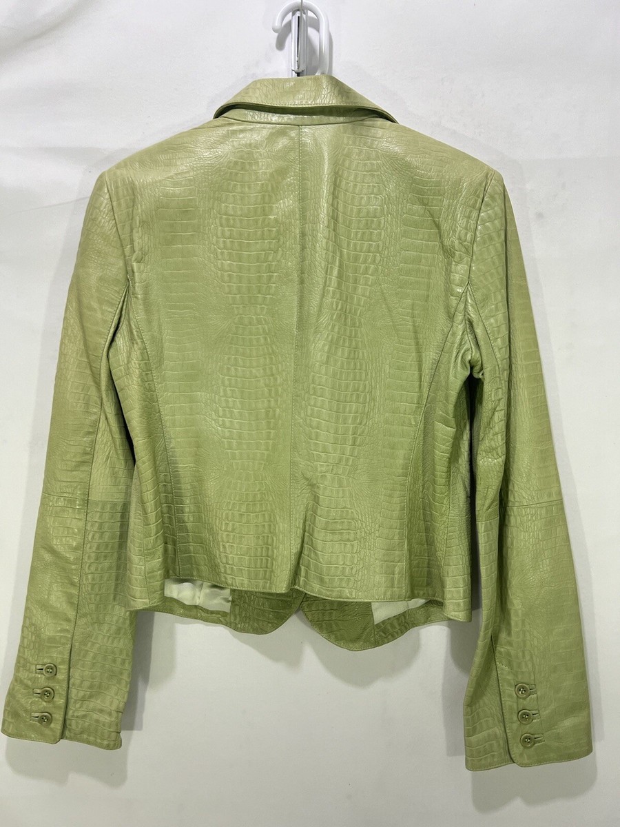 Armani Collezioni Croc-Embossed Womens Leather Jacket Size 8 - S/M
