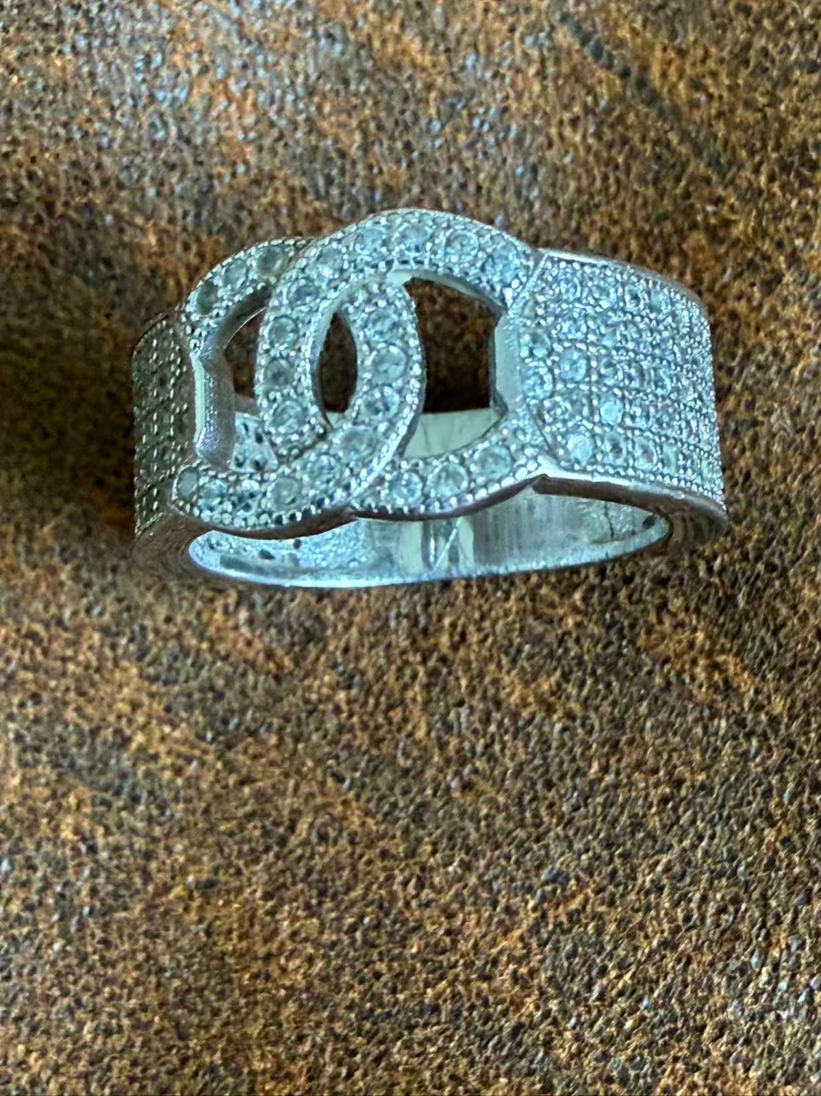 925 Sterling Silver Interlocking C Ring Pavé CZ B… - image 4