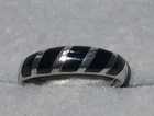 Vintage 925 Sterling Silver Genuine Black Onyx Inlay Ring/Band-Size 8