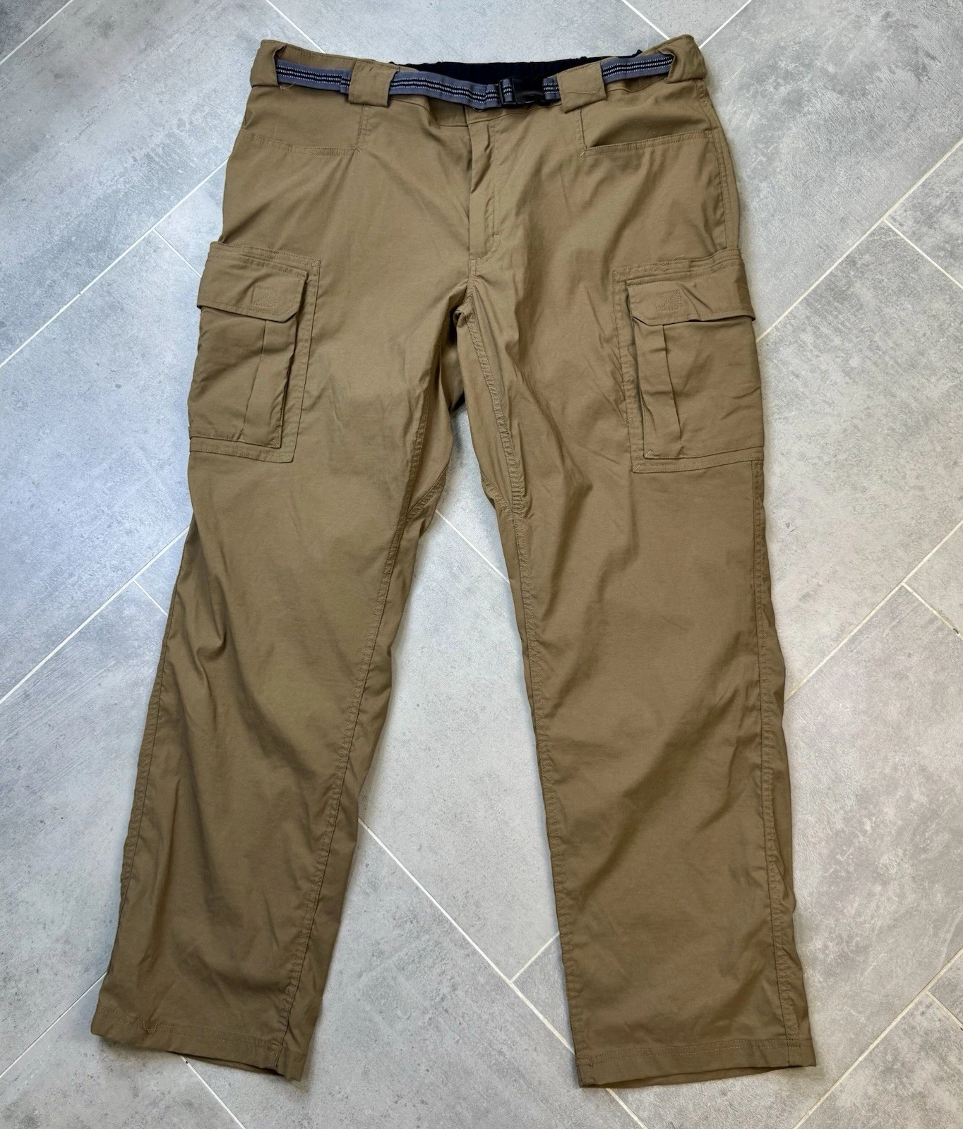 Duluth Flex Dry On The Fly Cargo Pant Mens 2XL X 34 Brown Belted Straight Leg