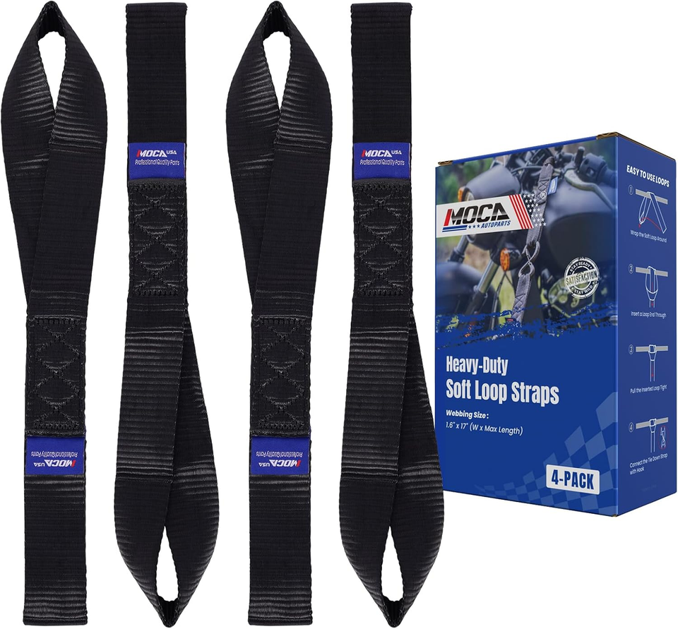 MOCA 4-Pack Soft Loop Tie down Straps 12000 Lbs Breaking Strength 1.6 X ...