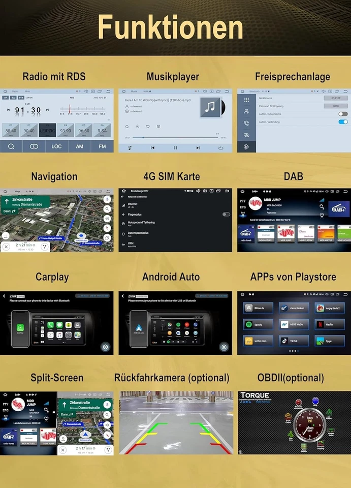 M.I.C. AV8V7-L2 Android 14 Autoradio mit navi: MediaTek MT6765V 4G+64G;8" QLED - Bild 3 von 4