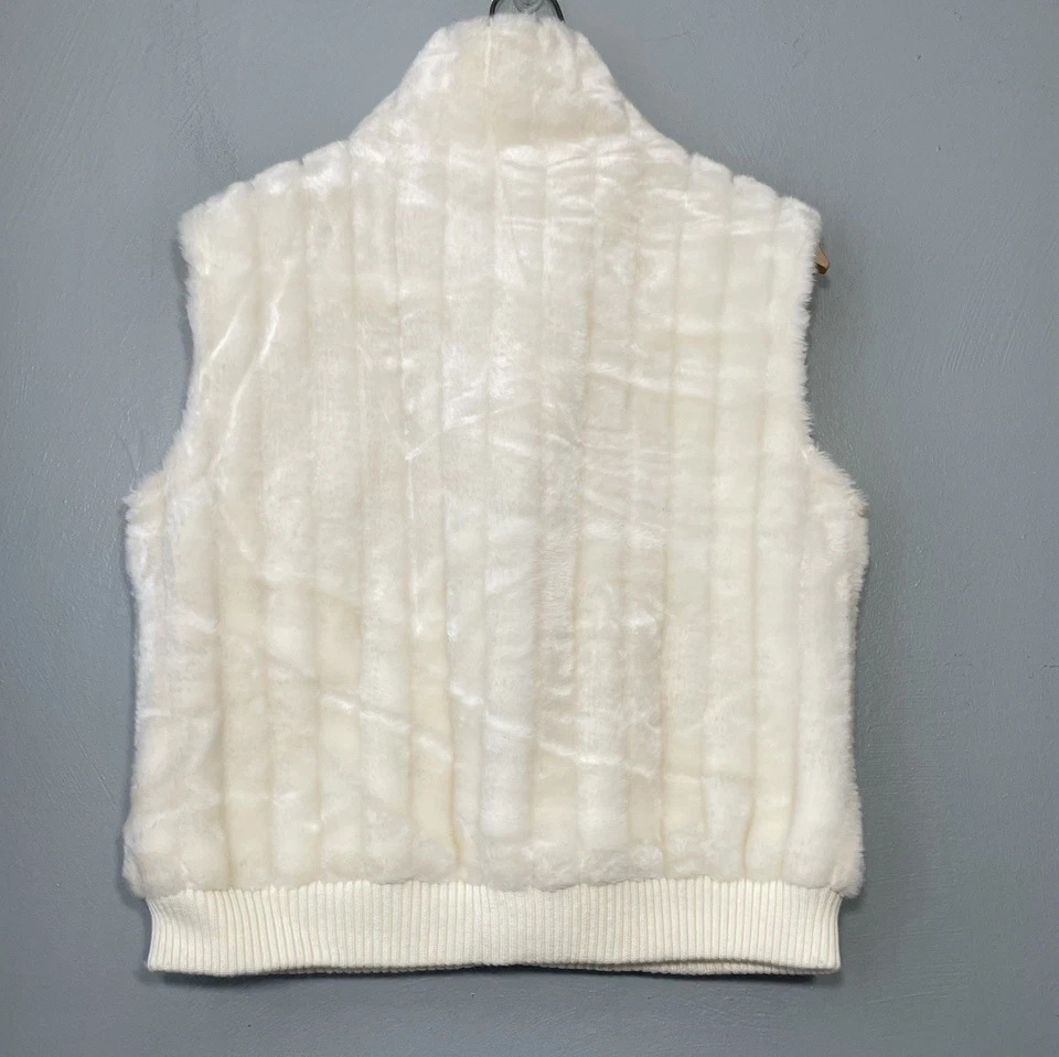 Mix It Faux Fur Vest Size S M Creamy White Quiet Luxury Mob Wife Bomber Y2K Boho - Image 3 of 4