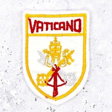 Vintage Vaticano Patch   Vatican City Papal Tiara Crossed Keys Souvenir   Sew-On
