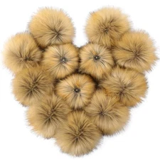  Pcs 6 Inch Large Fur Pom Pom Balls for Hats Fluffy Faux Fur Pompom 12 Brown