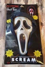 Scream Ghost Face Bleeding Halloween Mask w/Blood Heart Pump Vtg 1997 NEW
