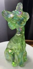 FENTON Mould Green Carnival GLASS WINKING ALLEY CAT Mosser Made USA (NO GLOW)