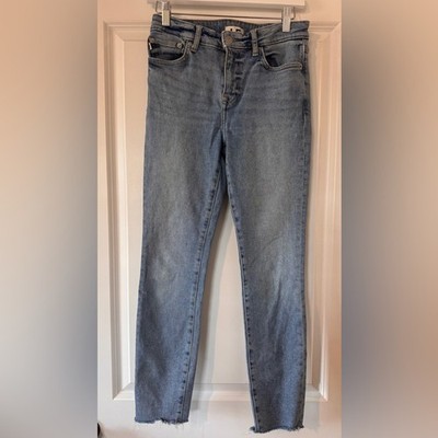 Lovers + Friends Light Blue Straight Leg Jeans Ricky Low rise stretch LA Cool