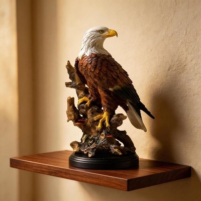 Bald Eagle Statue 13'' Resin Figurine Majestic Bird Home Office Decor Gift