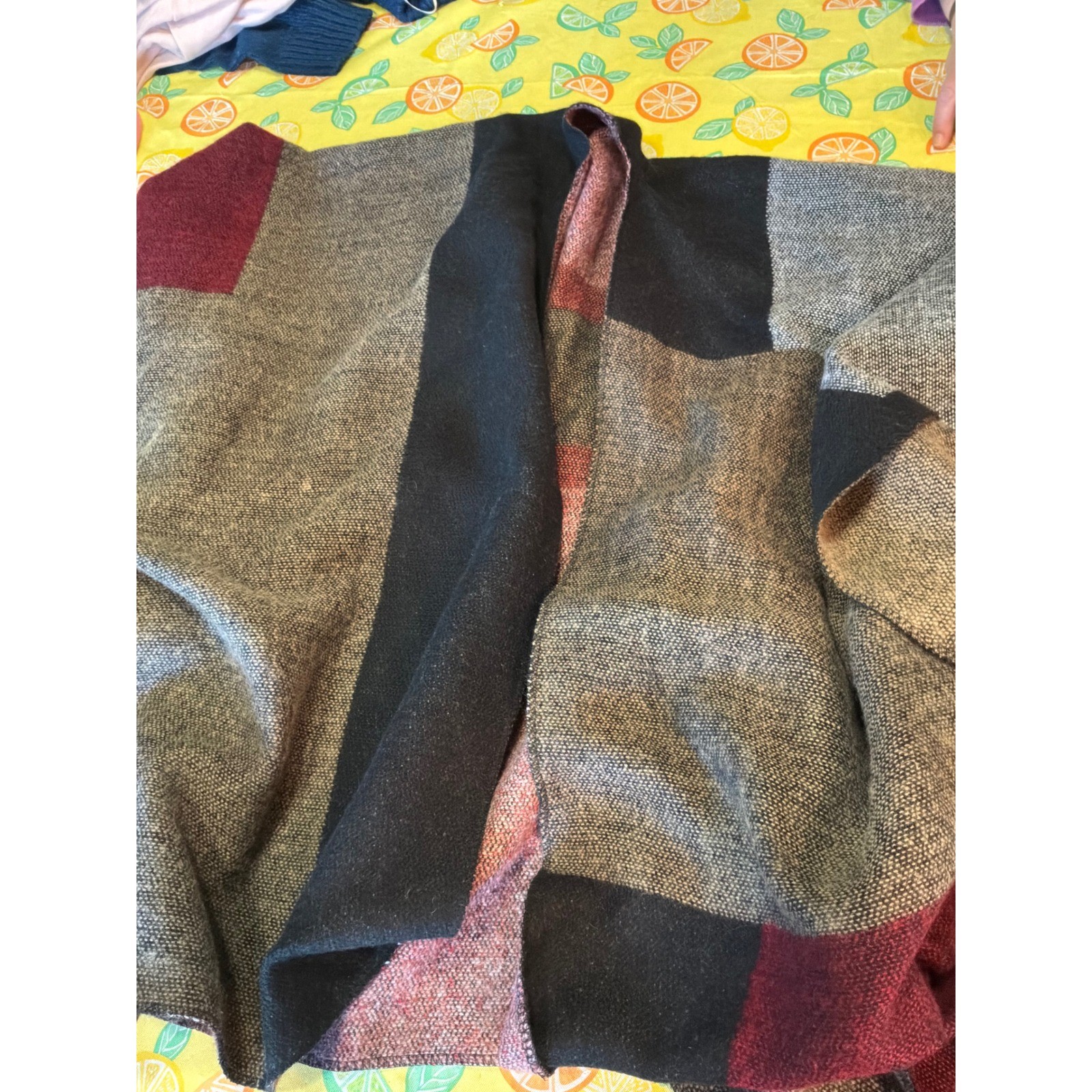 Unbranded Poncho Wrap Womens One Size Grey Black Burgundy Colorblock
