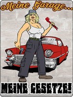 Holzschild 40X30 Cm Pinup Meine Garage Meine Gesetze Deko Geschenk Holz Schild