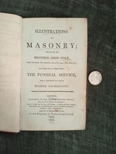 Rare 1801 Antique Masonic Book Illustrations of Masonry by John Cole Freemasonry
