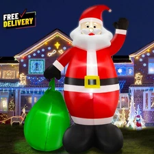 14 Feet Giant Christmas Inflatable Decorations Outdoor Santa Claus with Gift Bag