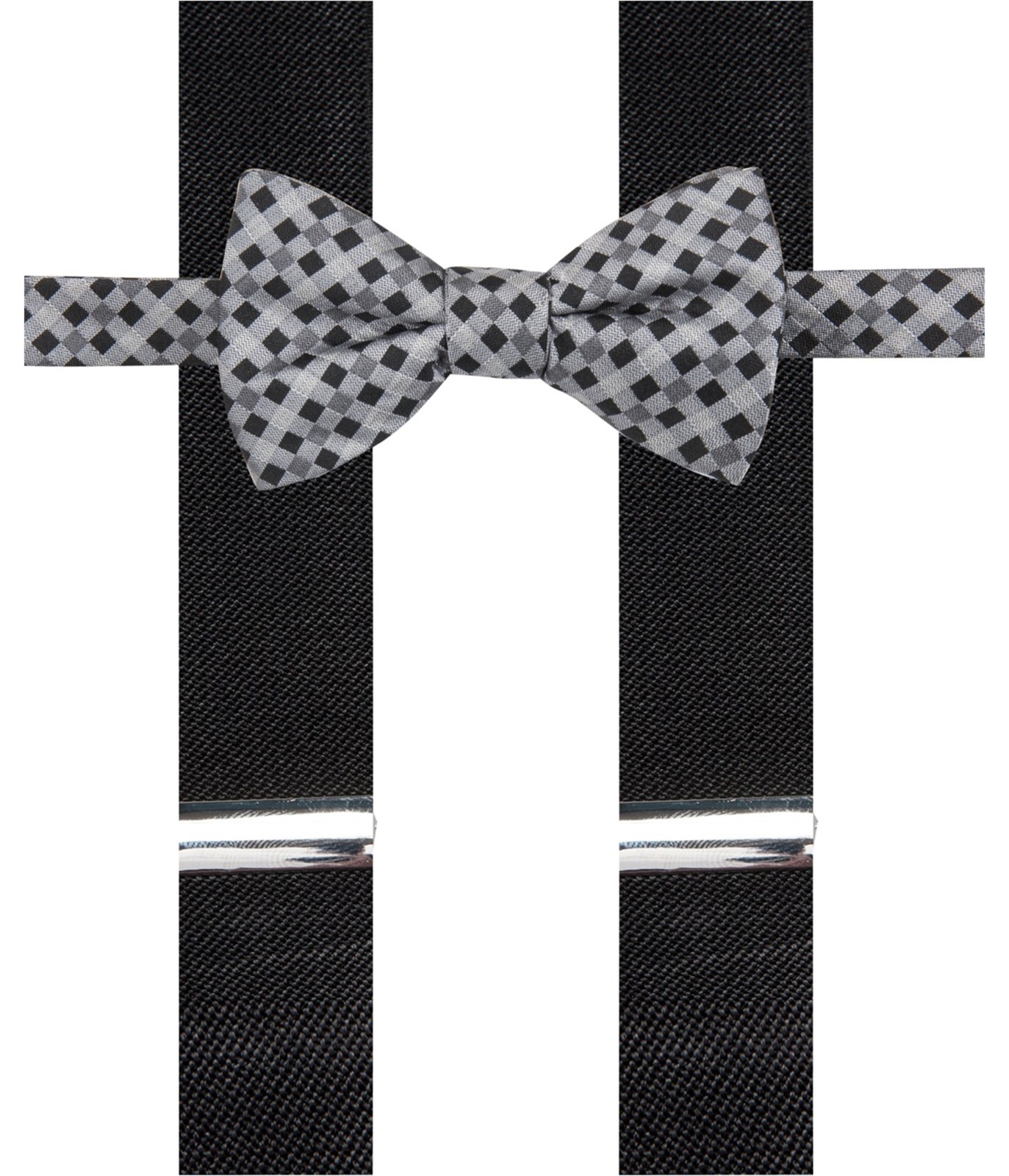 Мужские подтяжки Alfani для фехтования с бантом в клетку черные Один размер 5290₽