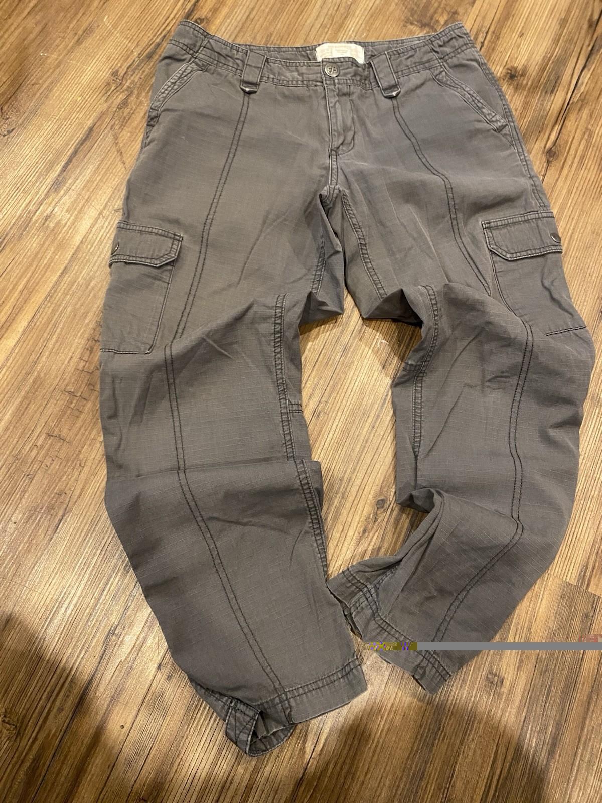VINTAGE Eddie Bauer Gray Ripstop Fleece Lined Cargo Hiking Pants Sz 6 Petite