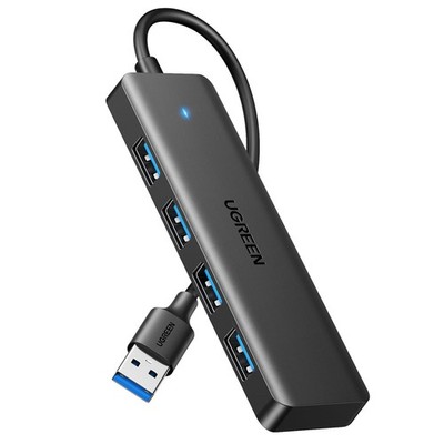 UGREEN 4-Port USB 3.0 Hub Verteiler 5Gbps Mehrfachstecker 15 cm, Schwarz