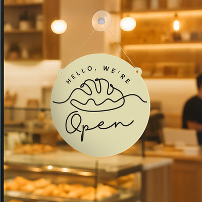 Bäckerei offen & geschlossen Schild - Brot Laib: Acryl doppelseitige hängende Türschild