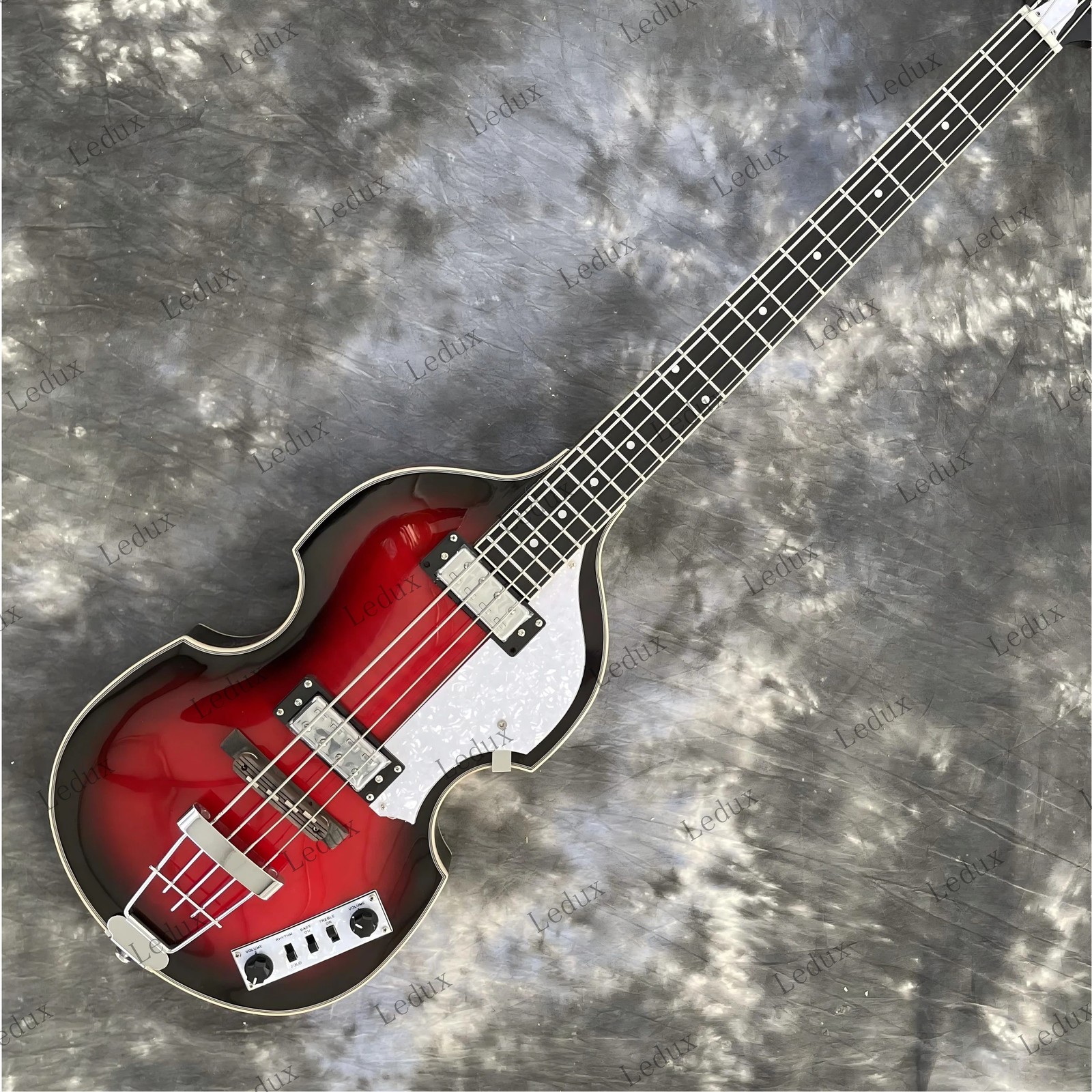 Violin Solid body Electric Bass Guitar Rounded Fret flamed Maple Top Veneer