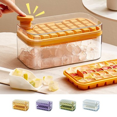 Eiswürfelform mit 1-Klick-Auswurf Eiswürfelbox Deckel Schaufel Silikon Ice Cube 