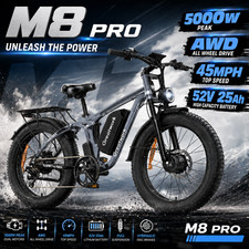 5000W Dual Motor 26" Electric Bike for Adults 45MPH 52V 7 Speed Off-Road Bicycle