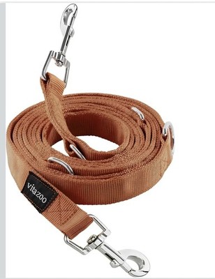 vitazoo Hundeleine - 3m x 2,5cm - Nylon-Graphit Leine mit Karabinern