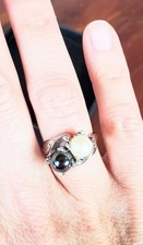 Vintage Sterling Silver Pearl Ring Size 6-- Excellent condition 
