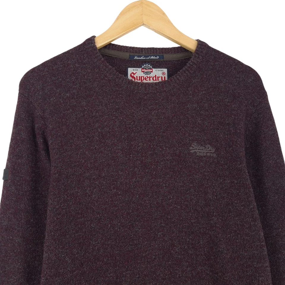 Superdry Jersey Suéter Hombre Borgoña Rojo Lana de Cordero Rk7 Talla L Foto 2 de 4