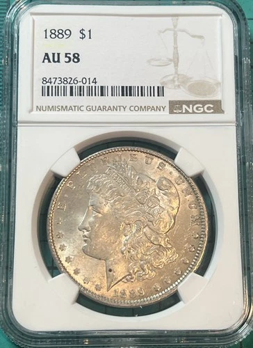1889 Morgan Silver Dollar NGC AU58 Just Graded Brand New Holder Coin 90%