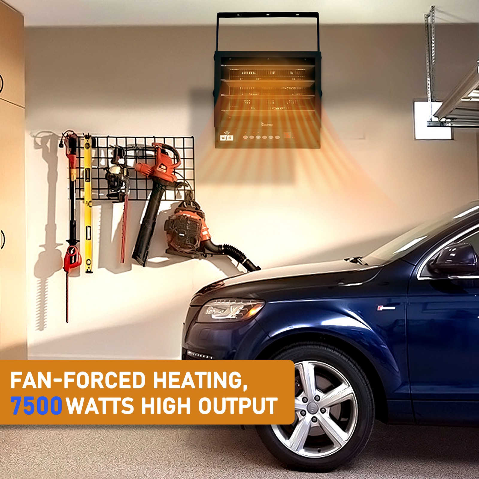 ZOKOP Electric Garage Heater 7500W Ceiling Wall Mounted Space Heater Wifi Remote