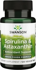 Swanson Organic Spirulina & Astaxanthin 120 Veg Tabs 