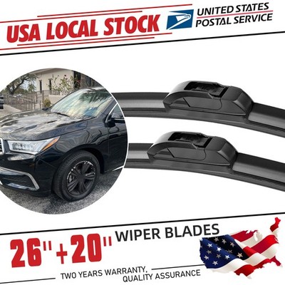 26''+20''High Quality Bracketless Windshield Wiper Blades U-Hook Pair All Season