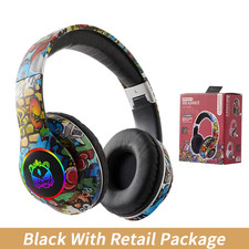 Wireless Headset Flash Light Kids Ear Headphones with Mic Bluetooth Headsets Ste