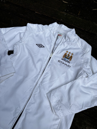 Vintage Manchester City Umbro Jacket Sz S White MCFC 2009 Track Jacket Full Zip - Picture 2 of 4