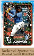 2024 Topps Holiday #H25 Junior Caminero RC Candy Cane Bat Variation